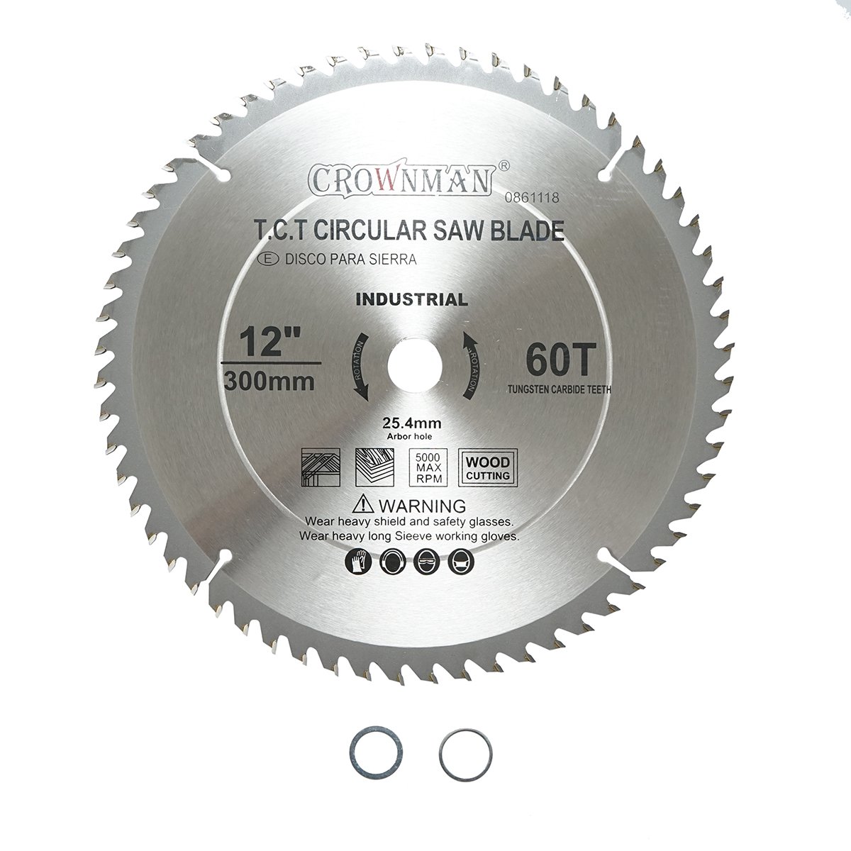 Disc circular vidia pentru lemn 300x25.4mm, viteza max. 5000rpm, 60 dinti, industrial Crownman